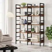 Tribesigns 5-Tier Industrial Bookshelf, Etagere Bookcase, Freestanding Double Wide Book Shelf