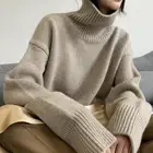 Womens Cashmere Sweater Ladies Turtleneck Pullover Wool Sweater Lazy Style Tops