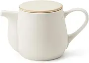 Mino Ware 55-052-226 Miyama Miyama Pot, Teapot with Stainless Steel Tea Strainer, Capacity: Approx. 11.8 fl oz (350 ml), Microwave and Dishwasher Safe, Biko, Vanilla, White, Made in Japan