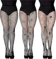 [Generic] Fishnet Stockings for Women Halloween Black Tight Skull Spider Web Fishnet Tights High Waist Mesh Pantyhose Stockings