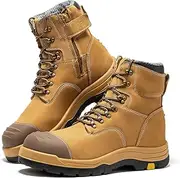 [BOTAS PRO] Roslyn Composite Toe Side Zip Work Boots for Men, 7'' Lightweight Comp Toe Cap YKK Zipper Non-slip Rubber ASTM F2413-18 EH Safety Boot, Comfortable Wide Ankle Support Boots (CP232Z-245Z)