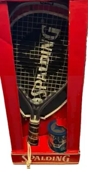 Vintage 1970s Spalding Metal Smasher Racquet Great Display With Balls UNUSED!