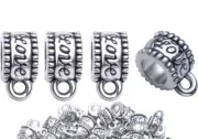 8 Bail Beads Engraved Love￼Spacer Hanger Connector European Charm Jewelry Making