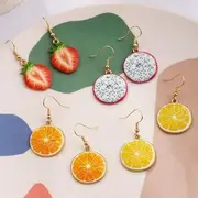 Fruit Drop Earring / Clip-On Earring 1 Pair - Normal Hook Earring - Orange - One Size