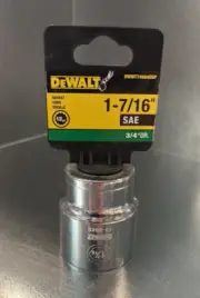 New DeWalt 1-7/16" x 3/4" Drive 12 Pt Polished Chrome Standard Socket *74-604D