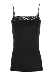 Hanro Moments Lace-trimmed Cotton top - Black - M M