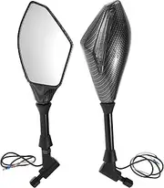 X AUTOHAUX 1set Universal Motorcycle Rear View Mirrors Adjustable Bar End Side Mirrors Mount M10 Carbon Fiber Pattern Black Iron Plastic Prismatic Shape