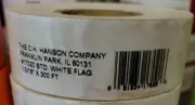 300' CH Hanson PVC Flagging Tape Marking Ribbon HIGH VISIBILITY ~WHITE