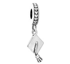 Graduation Cap Hat Sterling Silver 925 Bead Dangle Charm for Bracelet