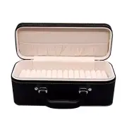 15 Slots Bangle Box, Jade Bracelets Display Case Storage Case Black and Beige