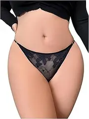 [WDIRARA] Women's Plus Size Rhinestone Side Glitter Underwear G String Thong Low Rise Comfy Underwear Panty
