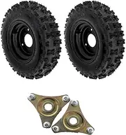 YC Yier 2pcs 4.10-6 Tires and Wheels Rims 3 Lug 6" Go Kart Wheel & 17T Rear Axle Hub for ATV Quad Mini Bike Scooter Lawn Mower 4 Wheelers Drift Trike Taotao