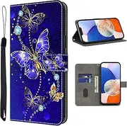 [TUOLISG] Mobile Phone Case for Samsung Galaxy A54 5G Case, PU Leather Flip Wallet Case Protective Case with Card Slots and Stand Function for Samsung Galaxy A54 - Diamond Butterfly