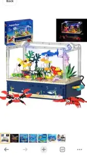 Fish Tank Building Blocks with Led Light Compatible for Lego,Mechanical Aquarium