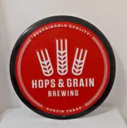 HOPS & GRAIN BREWING AUSTIN, TEXAS METAL SIGN 11 3/4
