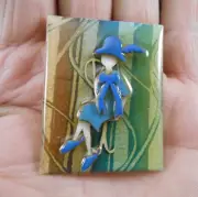 Vintage Woman Pins By Lucinda Friends One of a Kind Unique Blue Hat, Bow & Shoes