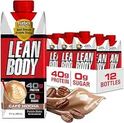 LABRADA NUTRITION - Lean Body RTD Whey Protein Shake, Convenient On-The-Go Meal Replacement Shake for Men & Women, 40 grams of Protein – Zero Sugar, Lactose & Gluten Free, Cafe Mocha (Pack of 12)