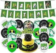 Ben 10 party supplies birthday,ben 10 birthday party supplies Set includes happy birthday banner,ben 10 cake toppers,birthday balloons for kids birthday decorations