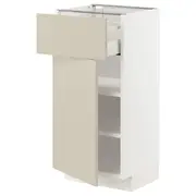 METOD / MAXIMERA base cabinet with drawer/door, white/Havstorp beige, 40x37x80 cm