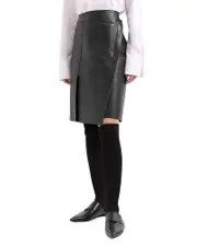 Emporio Armani Leather Wrap Effect Skirt