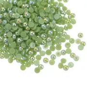 3000pcs ABS Half Pearl Beads 4mm Flat Back Imitation Pearl Colorful Grass Green