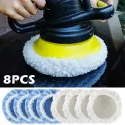 8Pack 6" Polishing Bonnet Buffer Pads Soft White Wool For Car Polisher 150mm·-