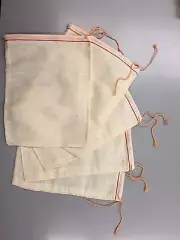 25 (5x7inch) Cotton Muslin Red Hem, Orange Drawstring Bag