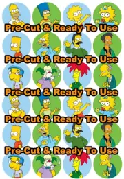 24 x THE SIMPSONS Cupcake Toppers Edible Wafer Paper HOMER BART CAKE PRE-CUT