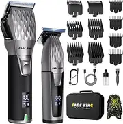 FADEKING® Pro Hair Clipper & Trimmer Set - 2600mAh Cordless Clippers, Zero-Gap Trimmer, 7000RPM Motor, Self-Sharpening Blades, Storage Case - Perfect for Fades & Beard Grooming
