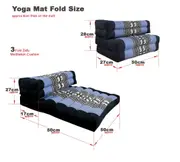 Fold Out Cushion Yoga Mat Thai 3-Fold Zafu Meditation Cushion 100% Kapok