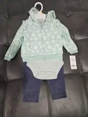 Carters Baby Boy 3pc Set OEKO-TEX Vest Long Sleeve One-Pc & Pants Sz 12M NWT