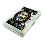 Stainglass Jesus Em2 Cigarette Case with Built in Lighter Metal Wallet