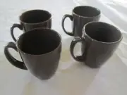 CORNING CORELLE STONEWARE Set Of 4 Coordinates Dark Brown Coffee Tea Mugs Cups