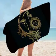 Golden Sun and Moon Microfiber Beach Towel