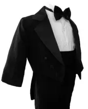 Boy Black Tail Tuxedo Tux Suit Size From Baby to Teen