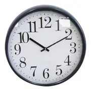 Blackwood Bay Metal Glass 40cm Wall Clock Round Analogue Decor - Black