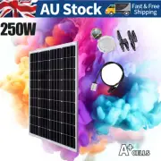 250W 12V Fixed Solar Panel Kit Home Generator Boat Camping Power Charger Battery