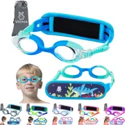 Kids Swim Goggles for Age 2-8, Toddler-Goggles with Fabric Strap No Leak Pain-Fr