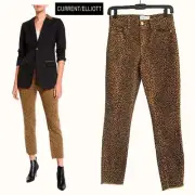 CURRENT/ELLIOTT NEW HIGH WAIST STILETTO Spotted Leopard Crop Jean 26/2