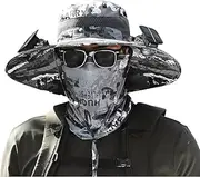 [SNNAQSFR] Outdoor Wide Brim Sun Hat with Solar Fan, Fishing Hat for Men, Solar Fan Hat Cooling Hat Solar & USB Charging, Keep Cooling