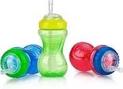 Nuby 3 Piece Boy No-Spill Cup with Flex Straw, 10 Ounce