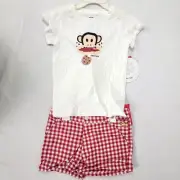 Paul Frank Girl's 2 piece outfit Shorts Shirt Size 4T 4 T Toddler Monkey Red Wht