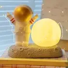 Bedroom Spaceman Moon Night Light Decorative Night Light Bedside Lamp Front Gold