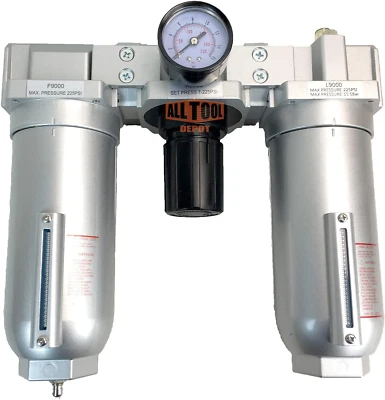 1" NPT SUPER DUTY Compressed Air in Line Filter Regulator Lubricator Oiler Combo