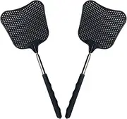 Telescopic Fly Swatters, Durable Plastic Fly Swatter Heavy Duty Set, Flyswatter with Stainless Steel Handle for Indoor/Outdoor/Classroom(2 Pack)