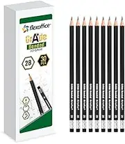 FLEXOFFICE 30 Wood-cased Pencils, 2B Soft, Pre-Sharpened, Top Eraser for Kindergartens, Students, Teachers, Office Workers | Back To School Supplies