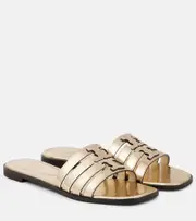 [Tory Burch] Tory Burch Ines metallic leather slides UK 7.5 gold