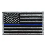 USA Flag Subdued Thin Blue Line Police Patch [2PC Bundle-3.5 X 2.0-Hook-BP7]