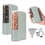 Mini Electric Salt and Pepper Grinder Set Pocket Size with Funnel Small Recha...