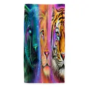 Tiger Lion Panther Faces of Nature Neon Big Cats Beach Towels Medium Large Extra Large